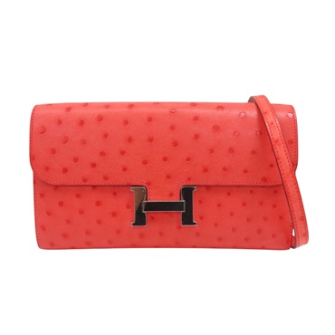 紅色 鴕鳥皮 Constance To Go 肩背包 銀扣【HERMES 愛馬仕】 Z刻