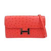 紅色 鴕鳥皮 Constance To Go 肩背包 銀扣【HERMES 愛馬仕】 Z刻