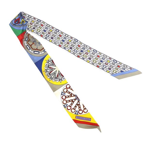 米白色 絲質 絲巾 Festival Kaleidoscope Twilly 【HERMES 愛馬仕】