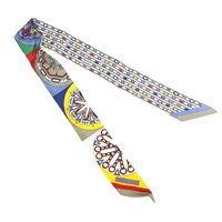 米白色 絲質 絲巾 Festival Kaleidoscope Twilly 【HERMES 愛馬仕】