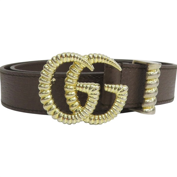 棕色牛皮 75cm 雙G皮帶 524103【GUCCI 古馳】 524103