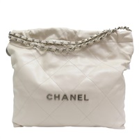 米白牛皮 22 中號 肩背包 銀扣 AS3261【CHANEL 香奈兒】 AS3261