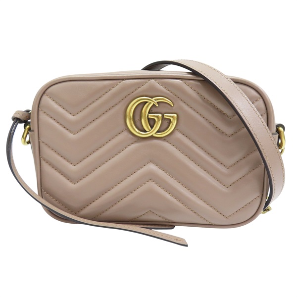 裸色 牛皮 GG Marmont Mini 肩背包【GUCCI 古馳】 448065