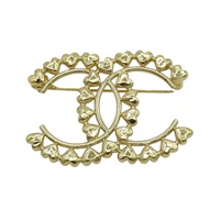 金色 鍍金 愛心雙C 胸針【CHANEL 香奈兒】