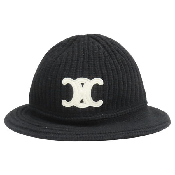 黑色 針織羊絨 TRIOMPHE 漁夫帽【CELINE 賽琳】 2A80T384D