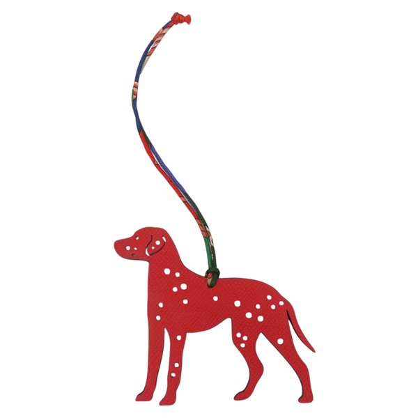 紅色/棕色 牛皮 Petit H 達爾馬提亞犬吊飾 【HERMES 愛馬仕】