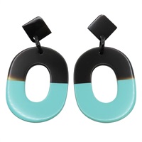 黑藍色 ISTHME水牛角 針式耳環【HERMES 愛馬仕】