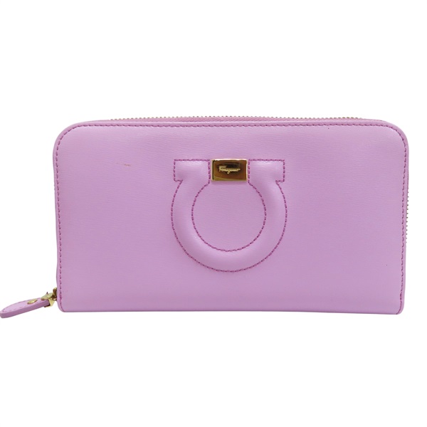 粉色 牛皮 拉鍊長夾【Salvatore Ferragamo 費拉格慕】