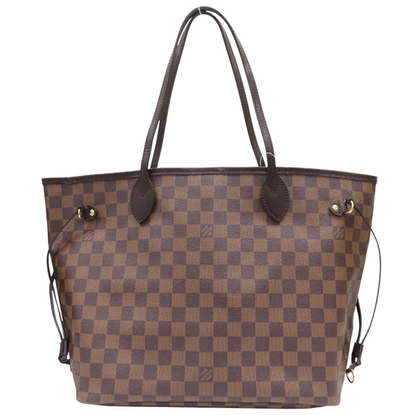 棕色 棋盤格帆布 Neverfull MM 托特包【LOUIS VUITTON LV 路易威登】 N51105