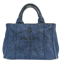 藍色 單寧布 Canapa tote 手提包【PRADA 普拉達】