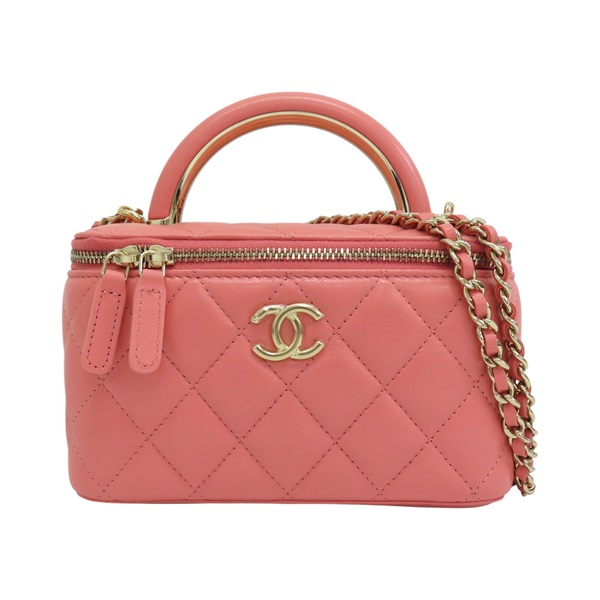 粉色 菱格紋 羊皮 Handle Vanity 肩背包 AP2846【CHANEL 香奈兒】 AP2846