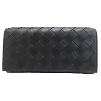 黑色 牛皮編織 釦式長夾【BOTTEGA VENETA BV 寶緹嘉】