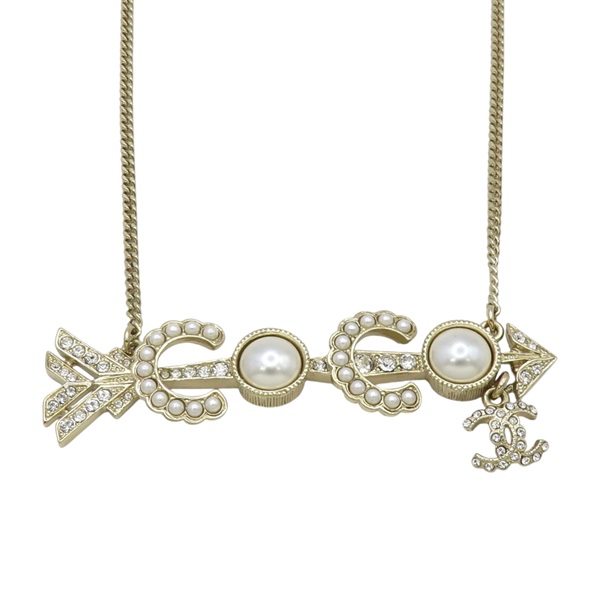 水晶珍珠 金屬 CC箭頭項鍊【CHANEL 香奈兒】