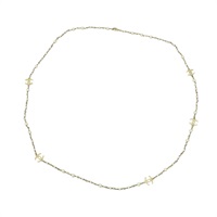 金色金屬 白色人造珠 長項鍊【CHANEL 香奈兒】