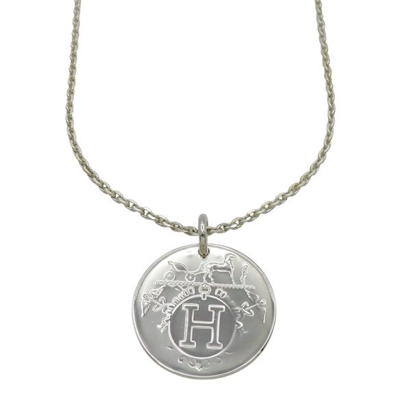 925純銀 錢幣墜飾 Ex-Libris 項鍊【HERMES 愛馬仕】