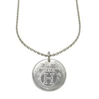 925純銀 錢幣墜飾 Ex-Libris 項鍊【HERMES 愛馬仕】