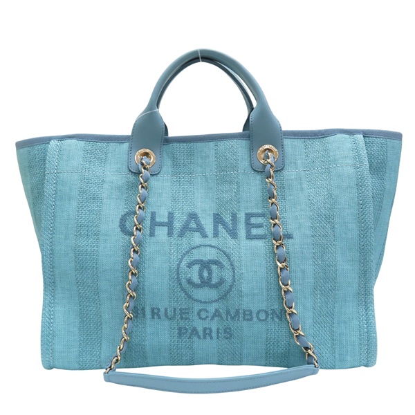 藍色 帆布 沙灘包 Deauville tote GM 两用包【CHANEL 香奈兒】