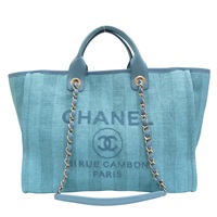 藍色 帆布 沙灘包 Deauville tote GM 两用包【CHANEL 香奈兒】