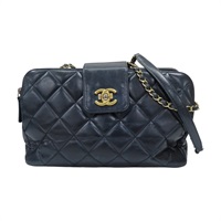 藍色 菱格紋 牛皮 肩背包 無卡【CHANEL 香奈兒】