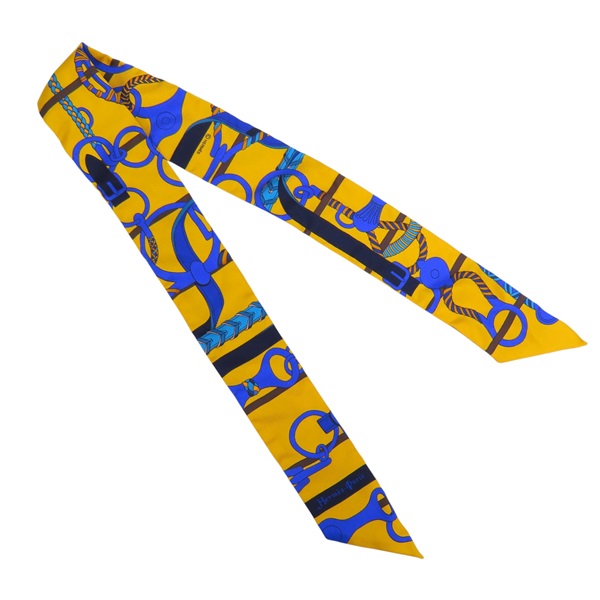 黃色 絲質 絲巾 Panoplie Equestre Twilly【HERMES 愛馬仕】