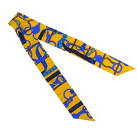 黃色 絲質 絲巾 Panoplie Equestre Twilly【HERMES 愛馬仕】