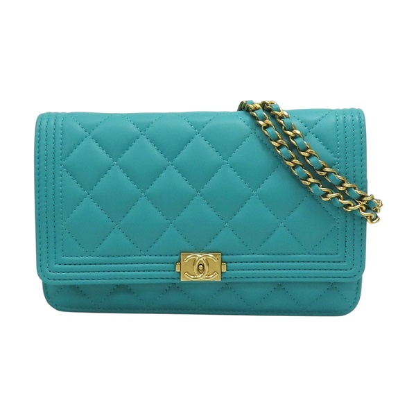 綠色 菱格紋 羊皮 BOY WOC 鍊帶 肩背包【CHANEL 香奈兒】 A80287