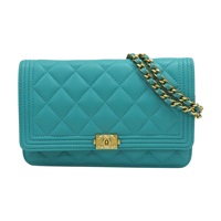 綠色 菱格紋 羊皮 BOY WOC 鍊帶 肩背包【CHANEL 香奈兒】 A80287