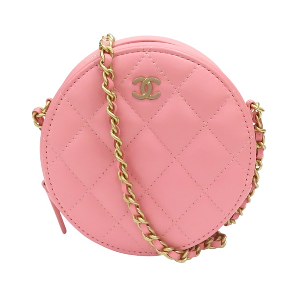 粉色 羊皮 菱格紋  MINI 元餅包 肩背包 【CHANEL 香奈兒】