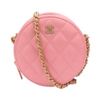 粉色 羊皮 菱格紋  MINI 元餅包 肩背包 【CHANEL 香奈兒】