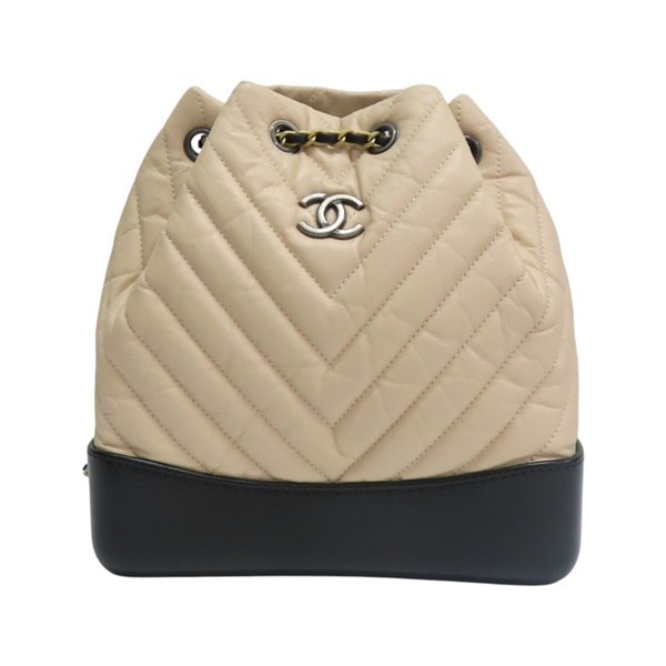 杏色 山型紋牛皮 Gabrielle 後背包【CHANEL 香奈兒】 A94485