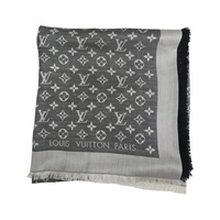 黑色 羊毛 絲綢  Monogram Denim 披肩 圍巾  M71378【LOUIS VUITTON LV 路易威登】 M71378