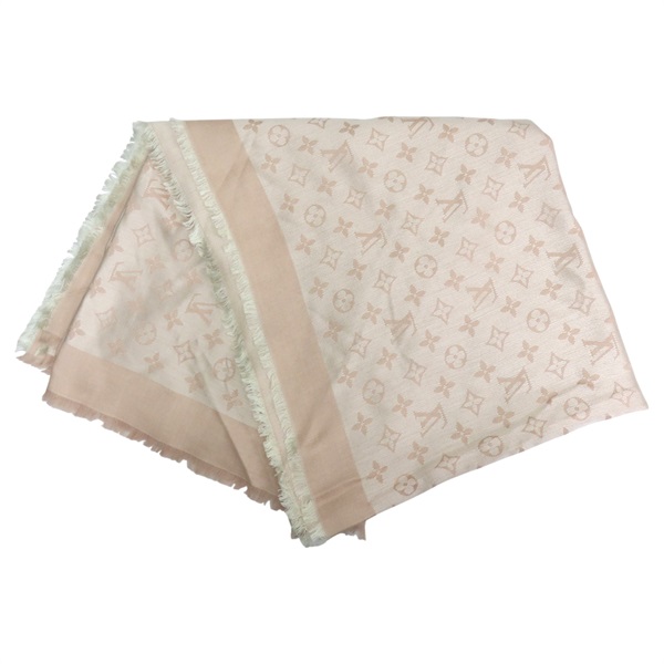 粉色 絲綢 羊絨 Monogram Shine 披肩 圍巾M79494【LOUIS VUITTON LV 路易威登】 M79494