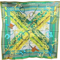 綠色 Brides et Gris-Gris 絲綢 絲巾 90*90【HERMES 愛馬仕】
