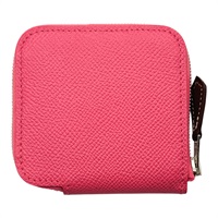 杜鵑粉色 Epsom牛皮 拉鍊 Silk'In 絲巾 零錢包 T刻 銀扣【HERMES 愛馬仕】