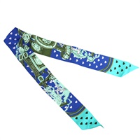 藍色 絲質 絲巾 Brides de Gala Love Twilly【HERMES 愛馬仕】