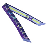 藍紫色 絲質 絲巾 Twilly【HERMES 愛馬仕】