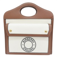 米色帆布 棕色牛皮飾邊 Pocket 兩用包【BURBERRY 巴寶莉】