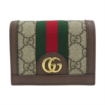 棕色 GG Supreme帆布 Ophidia GG扣式短夾 523155【GUCCI 古馳】 523155