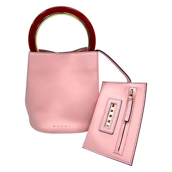 粉色牛皮 水桶包 【MARNI】