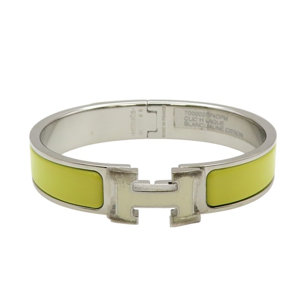 黃色琺瑯 銀色鍍金 Clic H 手環【HERMES 愛馬仕】