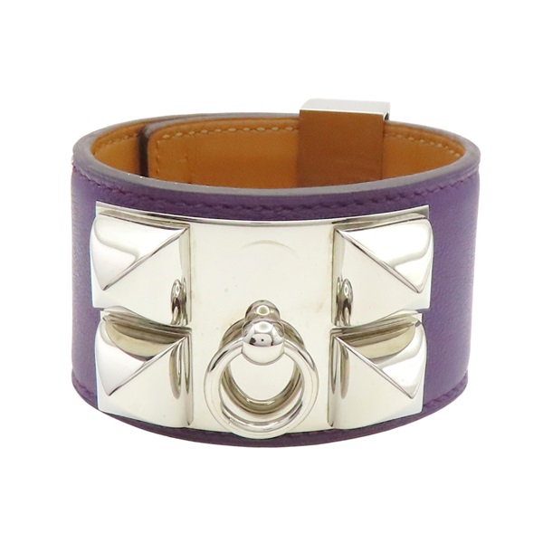 紫色 牛皮 CDC 24 銀釦 手環 P刻【HERMES 愛馬仕】 H079501CK