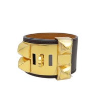 棕色 BOX牛皮 金釦 CDC 手環 口P刻【HERMES 愛馬仕】 H068440CC