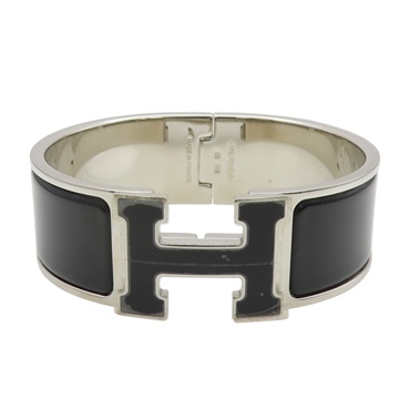 黑色琺瑯 銀色鍍金 Clic Clac H 手環【HERMES 愛馬仕】