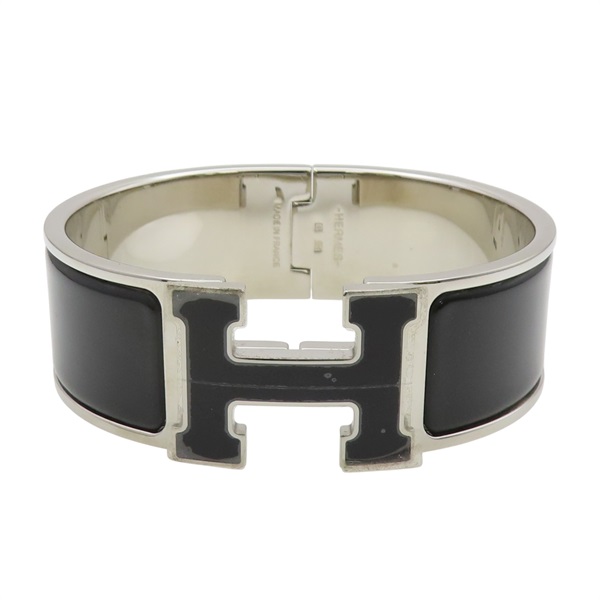 黑色琺瑯 銀色鍍金 Clic Clac H 手環【HERMES 愛馬仕】