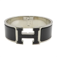 黑色琺瑯 銀色鍍金 Clic Clac H 手環【HERMES 愛馬仕】