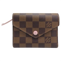 棕色 棋盤格帆布 Victorine 三折 扣式短夾 刻字 N61700【LOUIS VUITTON LV 路易威登】 N61700