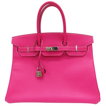 糖果粉色 Epsom牛皮 Birkin 35 柏金包 手提包 □Q刻 銀扣【HERMES 愛馬仕】