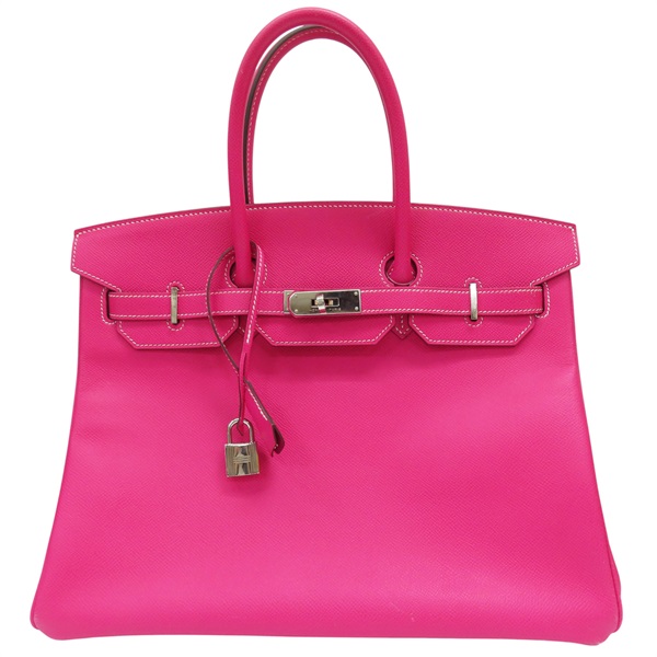 糖果粉色 Epsom牛皮 Birkin 35 柏金包 手提包 □Q刻 銀扣【HERMES 愛馬仕】