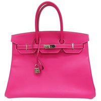 糖果粉色 Epsom牛皮 Birkin 35 柏金包 手提包 □Q刻 銀扣【HERMES 愛馬仕】