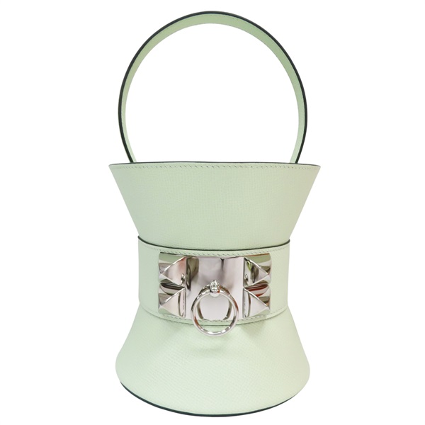 淺綠色 Epsom牛皮 Mini Medor 手提包 W刻 銀扣【HERMES 愛馬仕】